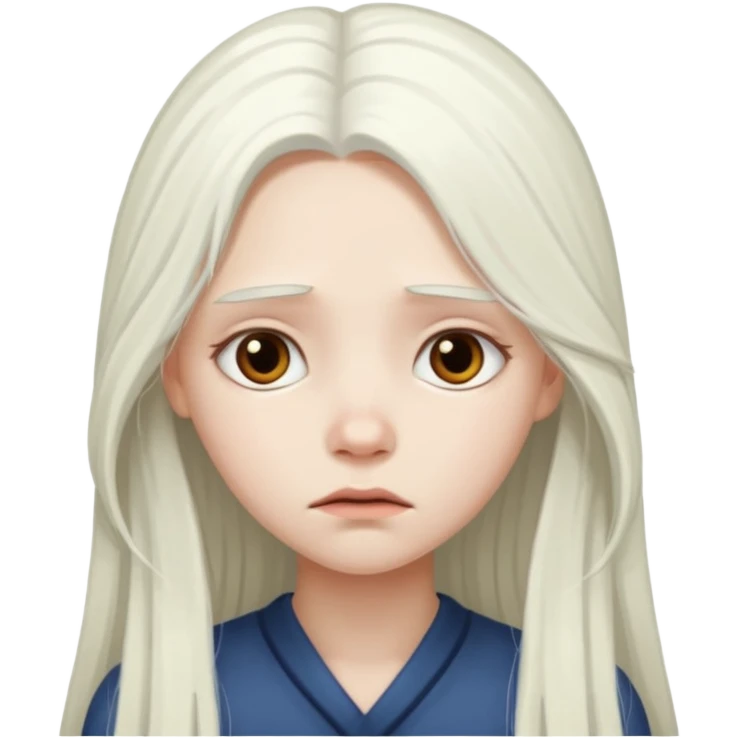 Pale girl with long white hair sad  emoji