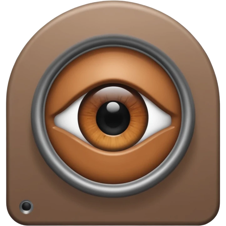 Minimalist emoji-style sticker of a peephole with a realistic eye looking out from inside. Black and gray tones, flat icon, centered eye.
 emoji