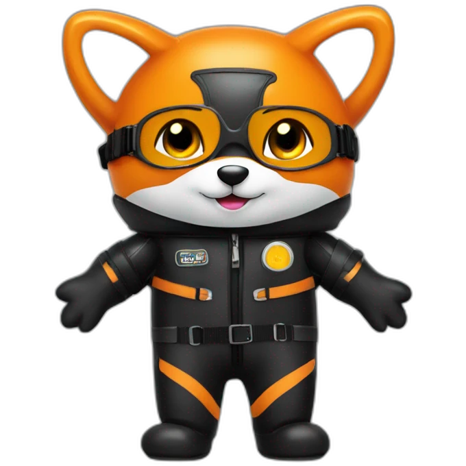 fox in black rubber shiny diving suit emoji