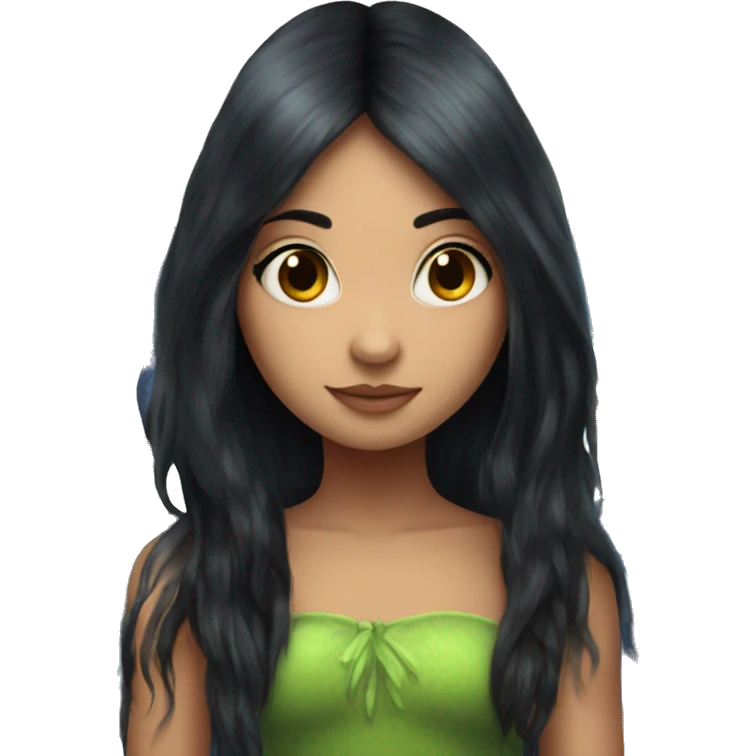fairy with creepers and small butterflies around her long black hair emoji