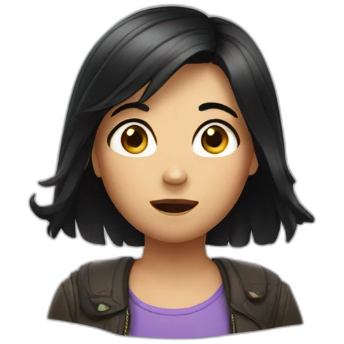 The girl with dark hair is surprised emoji