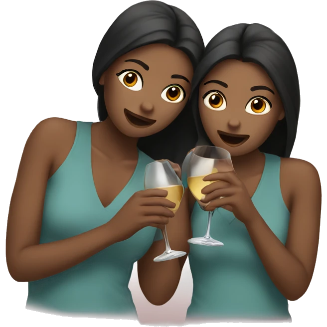 Two girls drinking wine together  emoji