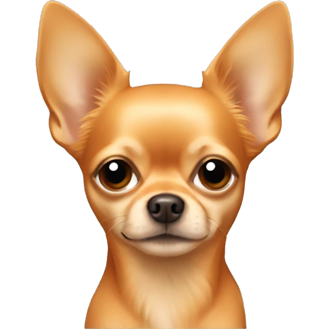 All dark orange long hair chihuahua with one long blonde hair by the ear emoji