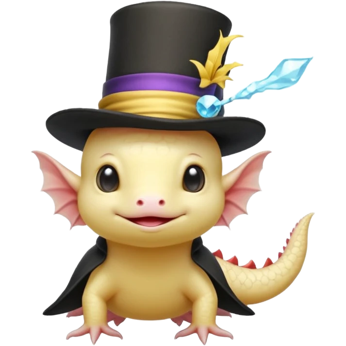 light yellow axolotl with magician hat emoji