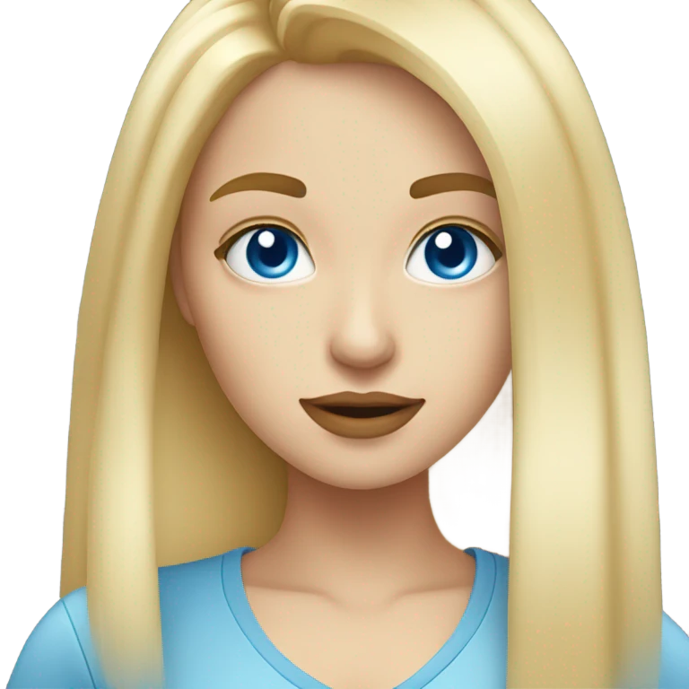 blonde girl taking a selfie blue eyes emoji