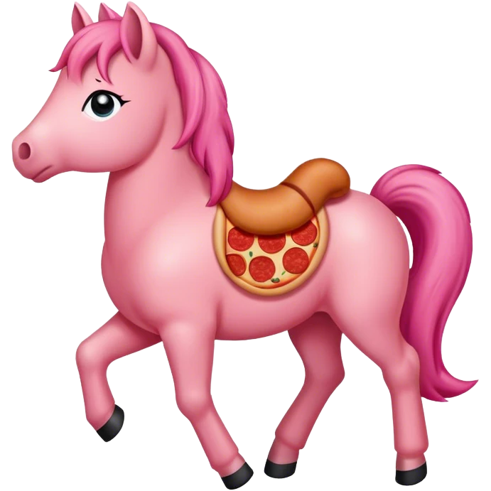 Pink pony with pepperoni chest emoji