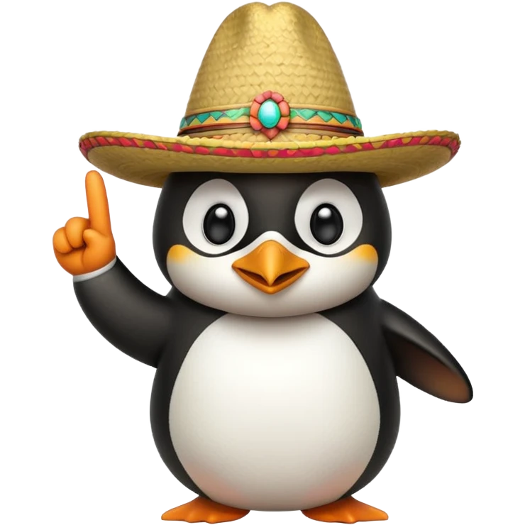 Pinguino con un cappello messicano che fa il dito medio emoji