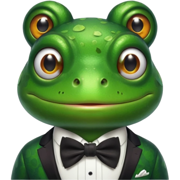 frog wearing bowtie emoji