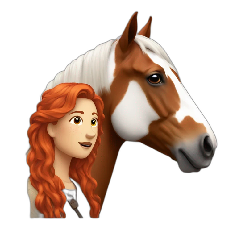 Horse with spots next to a red-haired woman emoji