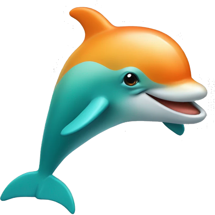 Teal and orange dolphin emoji