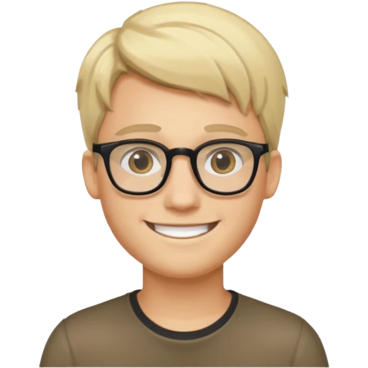 A young man using glasses with a blond dark hair and white skin color emoji