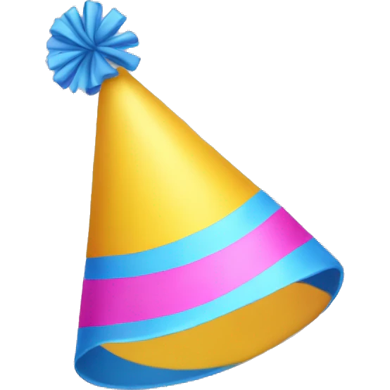 party hat in pink, blue and yellow emoji