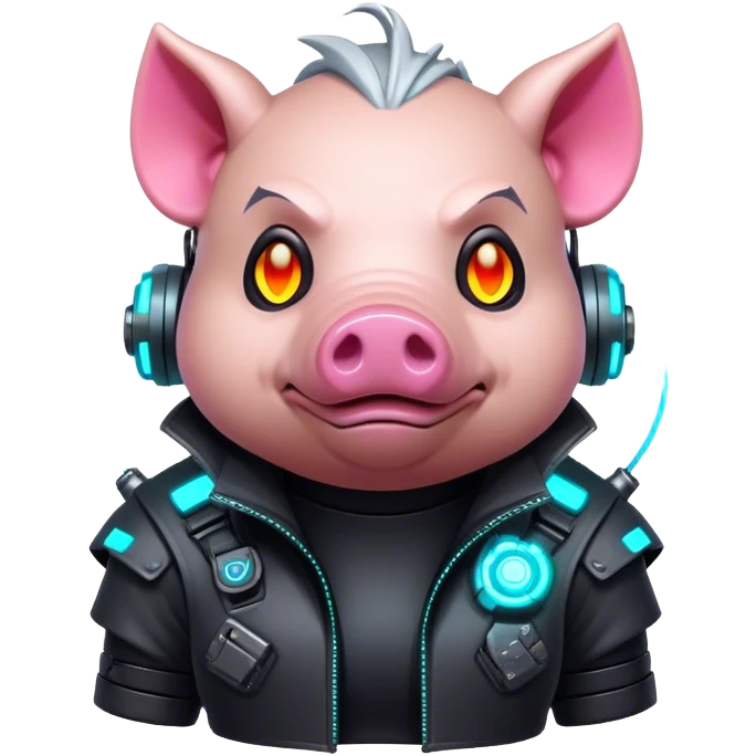 cyberpunk hog with neon emoji