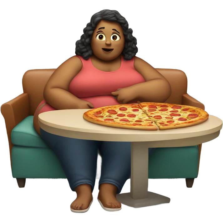 Fat woman eating pizza emoji