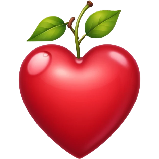 heart with a cherry orchard theme, clean digital illustration emoji