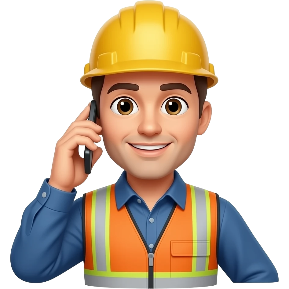 general contractor on a call holding their smartphone emoji
