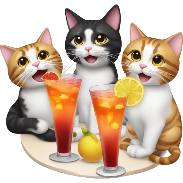 four cats clinking cocktails emoji