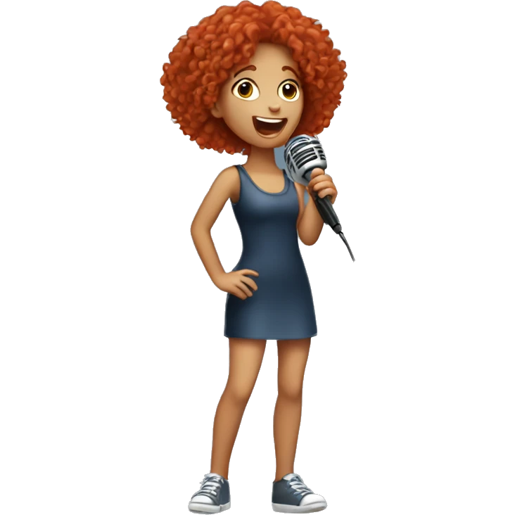 singing girl with microphone red curly hair  emoji