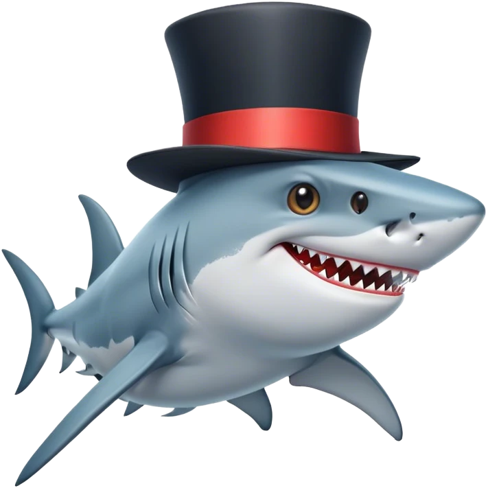 Shark with a top hat emoji