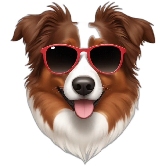 red australian shepherd with sunglasses emoji