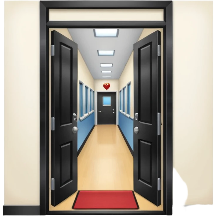 open door looking out into corridor in school emoji