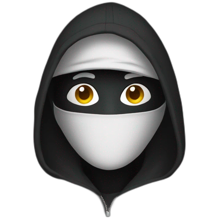 man in black hoodie with covered face with laptop emoji