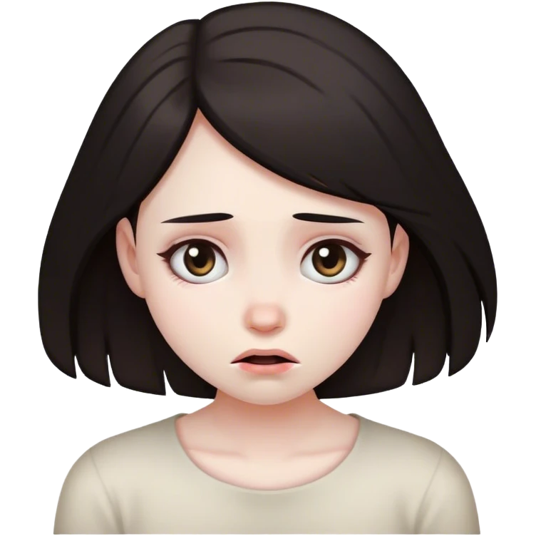 girl with dark hair in despair emoji