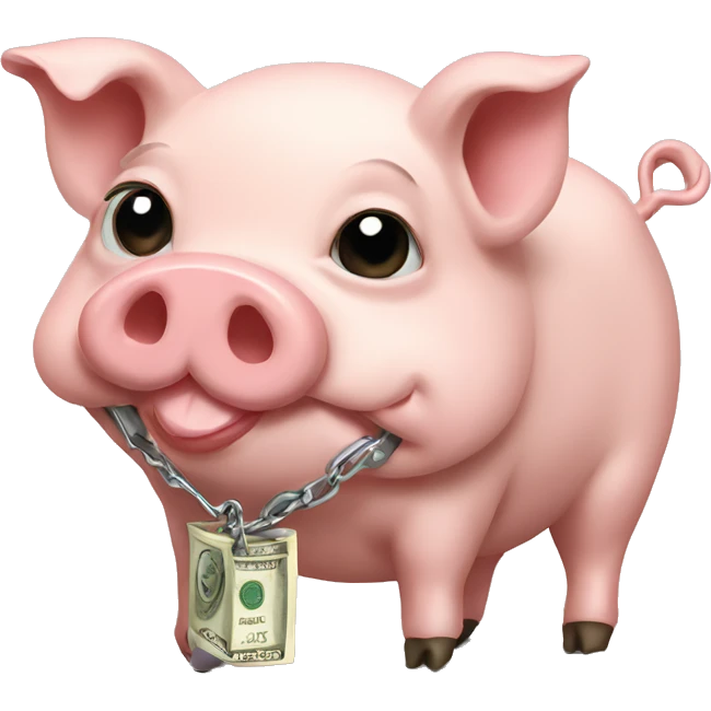 Pig in a leash with money emoji