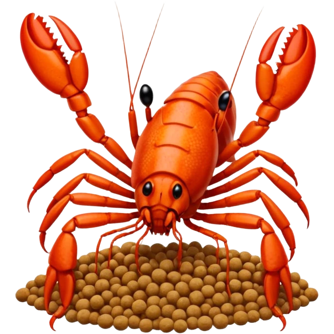 round crayfish eating, pellet visible emoji