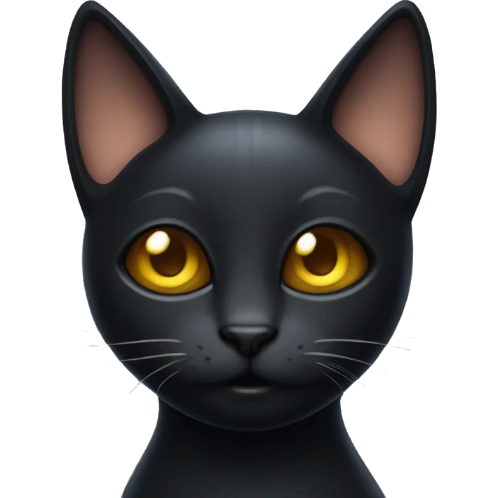 Black cat , face only, with a smirk on his face, with halo around cat’s head emoji