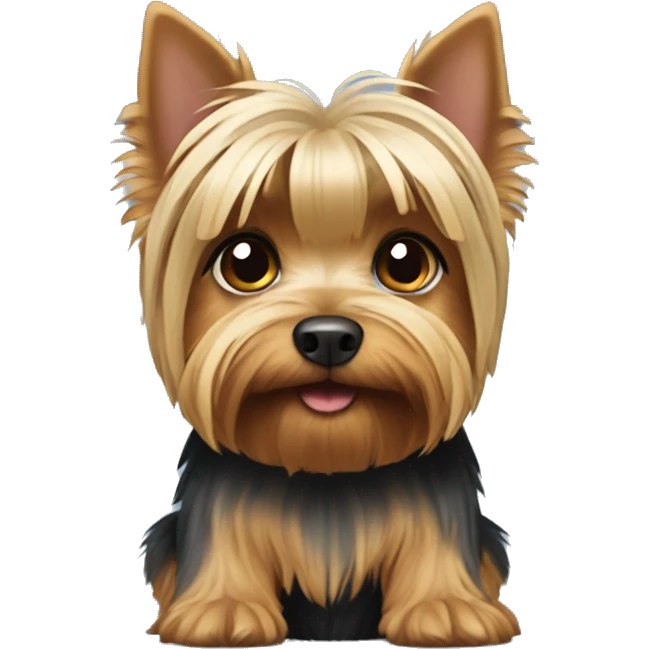 A Yorkshire Terrier with a short haircut, a little chubby. emoji