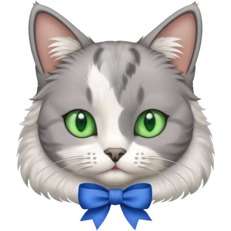 cat with blue ribbon on ear emoji