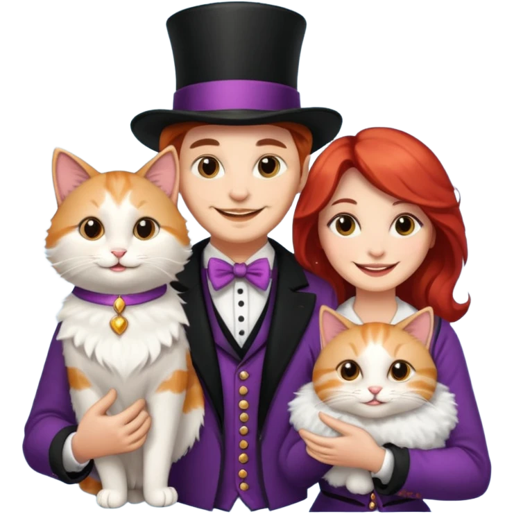 magician couple and their pet cat emoji