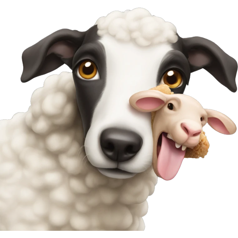 A dog eating lamb emoji