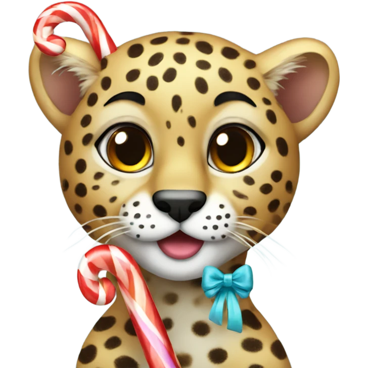 rainbow cheetah with candy cane emoji