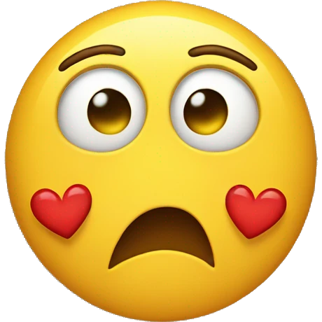 Yelow emoji face with heart eyes lost expression emoji