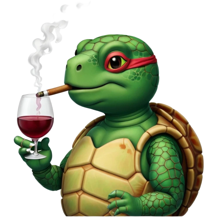 Turtle drinking wine while smoking  emoji