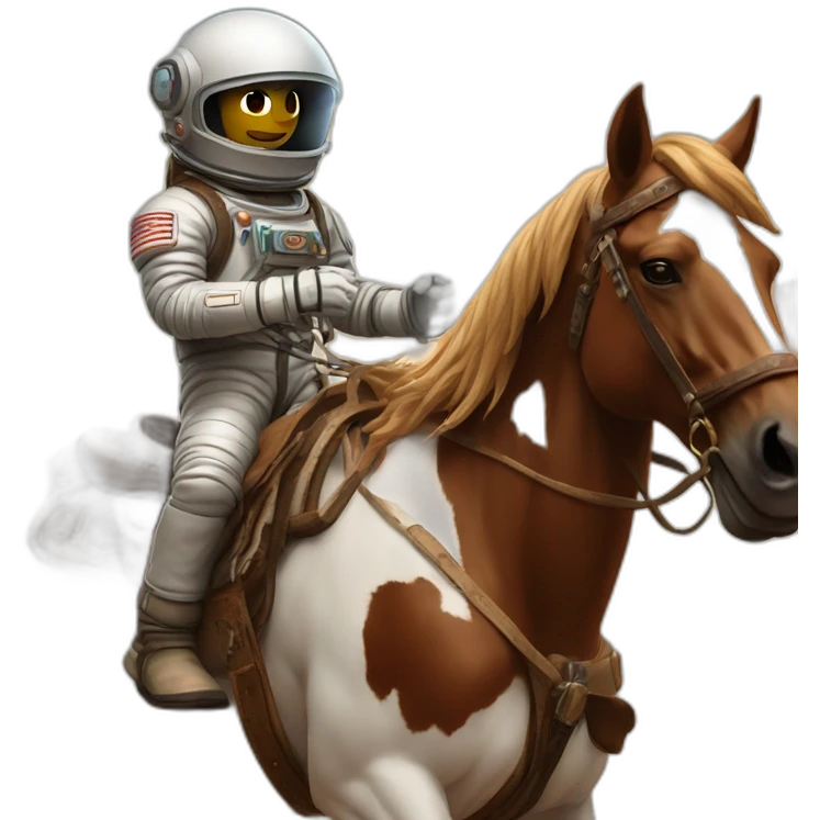 Astronaut with helmet shut riding a wild horse in the old west emoji