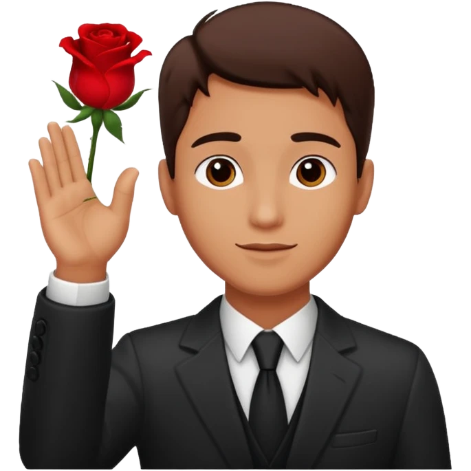 Hombre alzando la mano con una rosa emoji