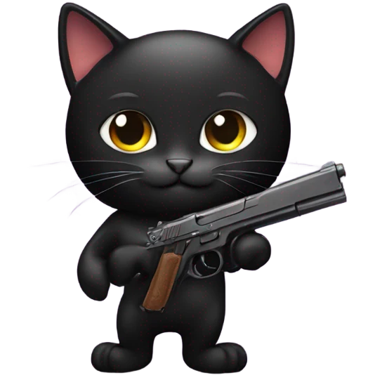 Black cat with pistol  emoji