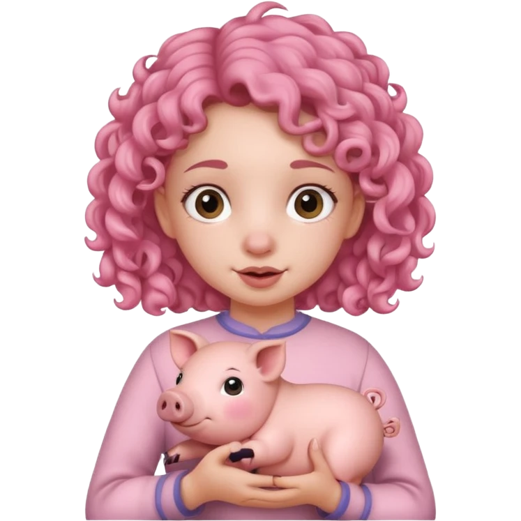 girl holding real piggy emoji