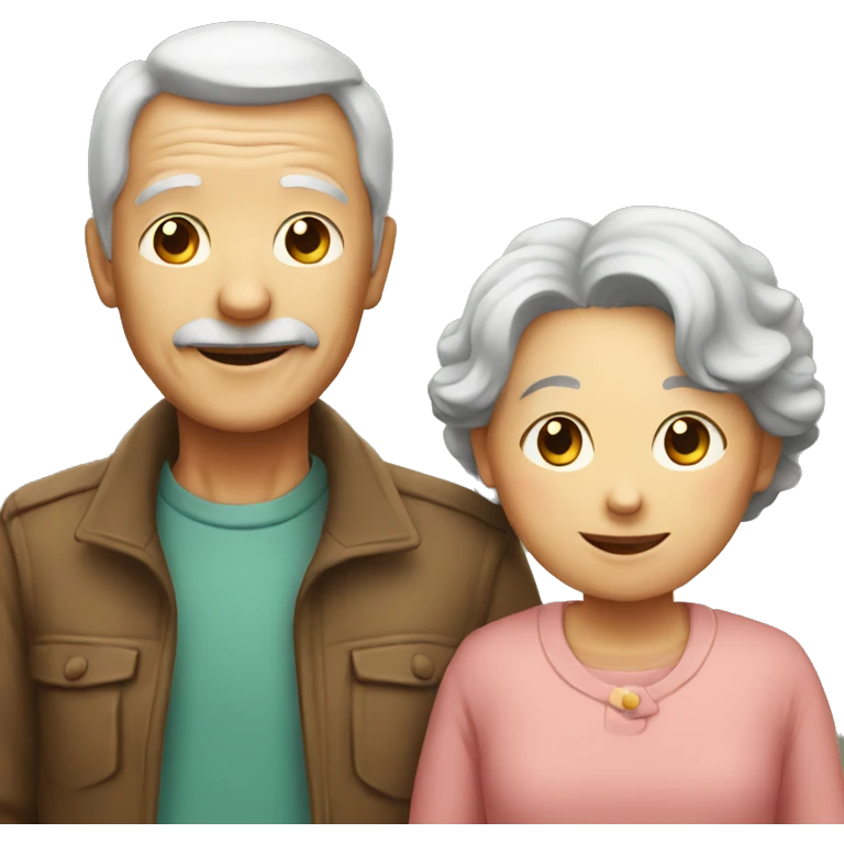 old couple and a young child emoji