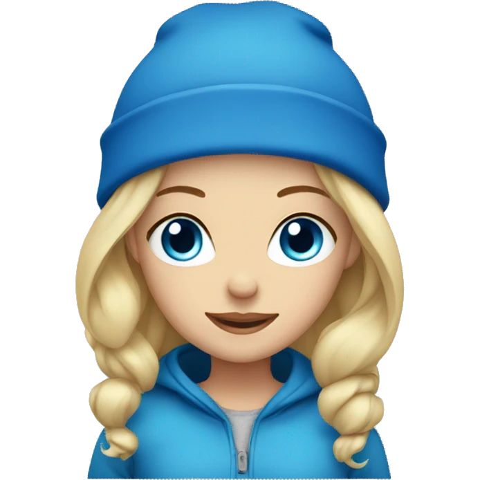 Blonde girl with blue eyes with blue beanie  emoji