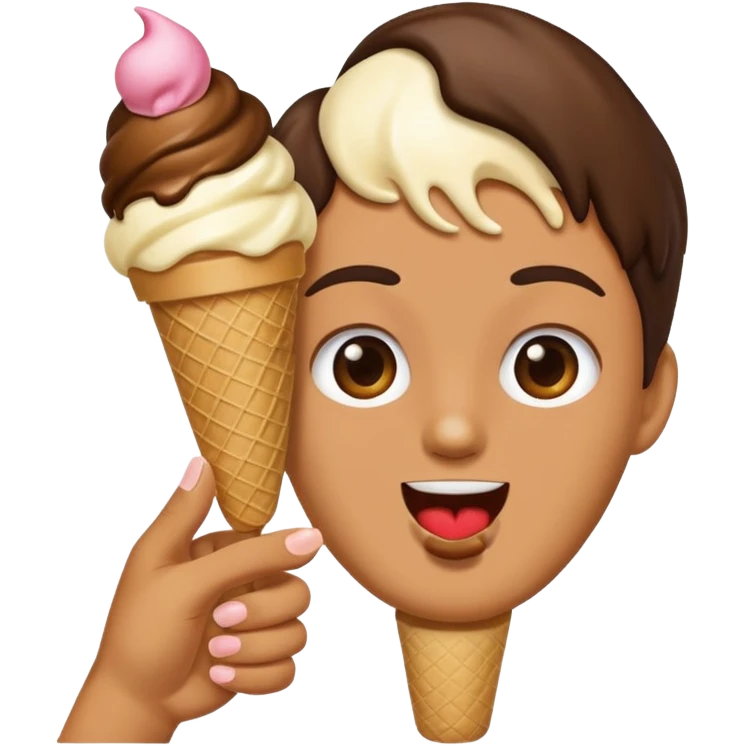 Emoji eating ice cream flipping someone off emoji