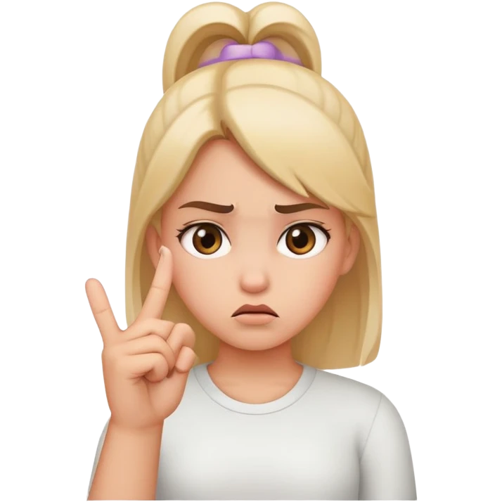 a girl putting up the middle finger with an annoyed face emoji