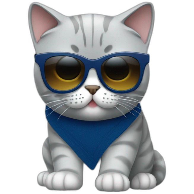 British Shorthair Cat deep blue with sunglasses use camera emoji