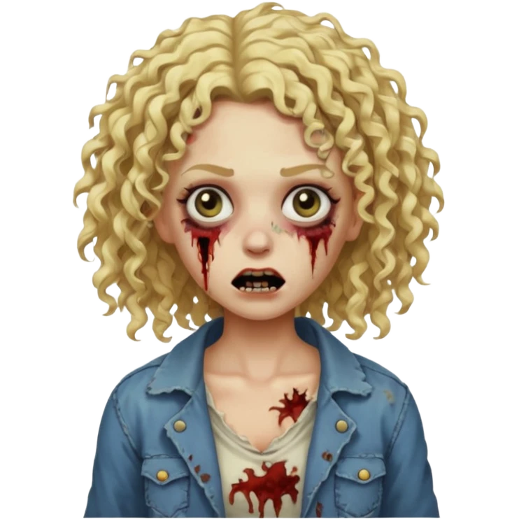 Um zumbi feminino com cabelo cacheado loiros emoji