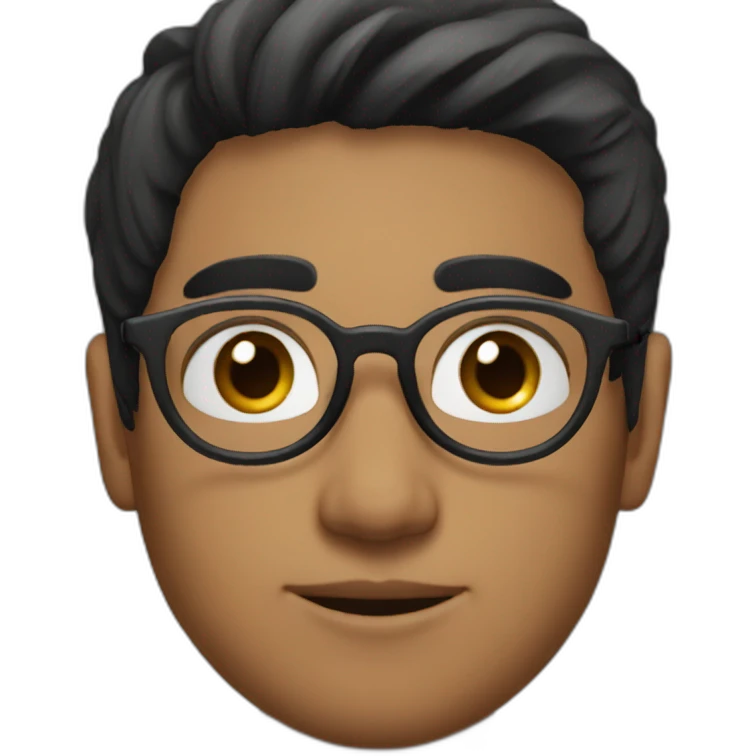 young indian guy with straight hair with round fully circular glasses black eyes black hair emoji