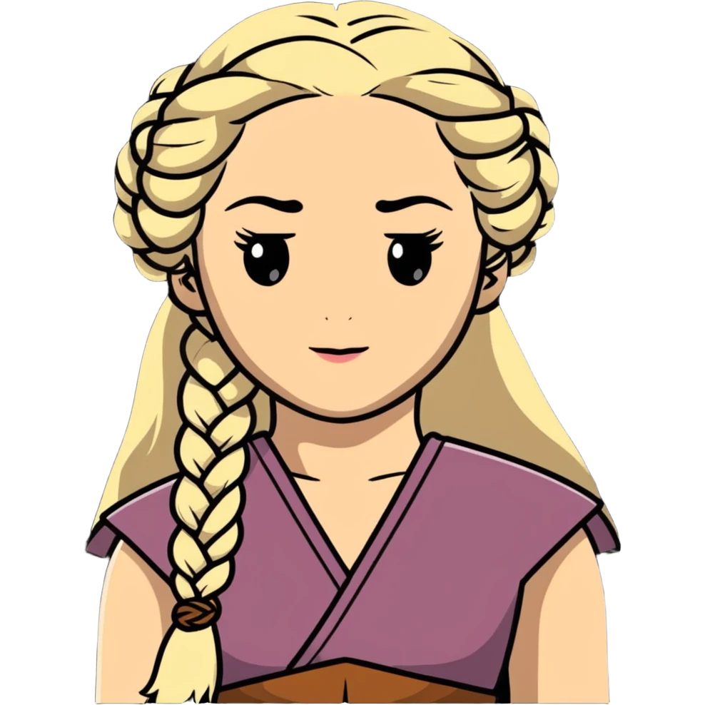 Daenerys Targaryen Game of Thrones character with blonde braided hair, chest up emoji