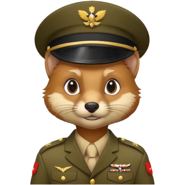  PineMarten in military uniform emoji
